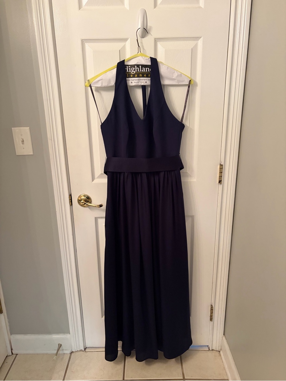 White by Vera Wang navy blue bridesmaid dress